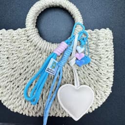 Cute PU Heart Leather Rope Keychain Handmade Braided Rope Car Keyrings Ins Y2K Love Rope Bag Charm Children