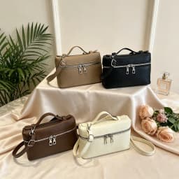 Simple and Luxurious Solid Color Box Bag Litchi Pattern Soft Hand-held Diagonal Cross Bag Daily Commuting Versatile Square Bag