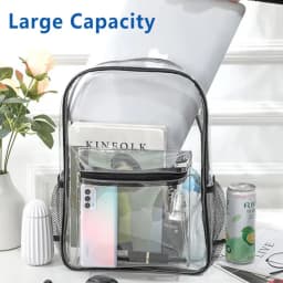 Clear Transparent Pvc Backpack Large Capacity Air Cushion Strap Waterproof Wear Resistant Unisex Kids School Bag For Travel Use