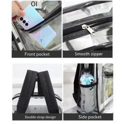 Clear Transparent Pvc Backpack Large Capacity Air Cushion Strap Waterproof Wear Resistant Unisex Kids School Bag For Travel Use