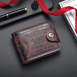 Vintage 100 Dollar Pattern Men Wallet PU Leather Short Bifold Purse Multi Card Holder Hasp Coin Bag For Men