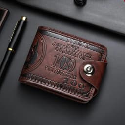 Vintage 100 Dollar Pattern Men Wallet PU Leather Short Bifold Purse Multi Card Holder Hasp Coin Bag For Men