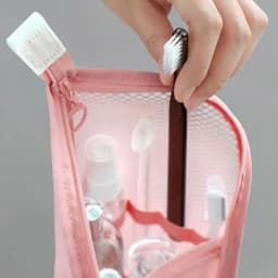Mesh Travel Toiletry Bag Portable Toothbrush Cosmetic Organizer Makeup Brush Storage Pouch Bathroom Wash Pack
