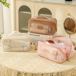 Net Yarn Mesh Translucent Makeup Bag Large Capacity Pillow Travel Essential Toiletry Pouch Multi-Functional Makeup Bag