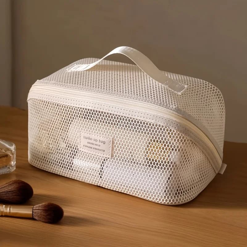 Net Yarn Mesh Translucent Makeup Bag Large Capacity Pillow Travel Essential Toiletry Pouch Multi-Functional Makeup Bag