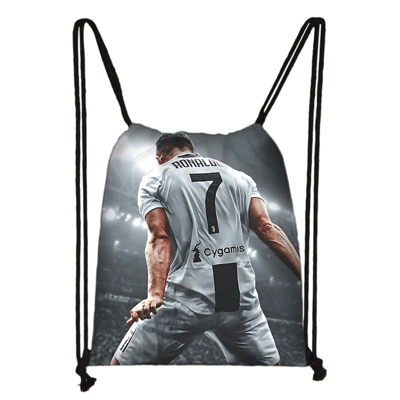 Football Star Print Drawstring Bag, Lightweight & Durable, Sports Fitness Yoga Storage Bag