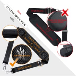 59 Inch Shoulder Strap Universal Replacement Handbag Strap with Fixed Padding and Adjustable Buckle for Single Shoulder Bag