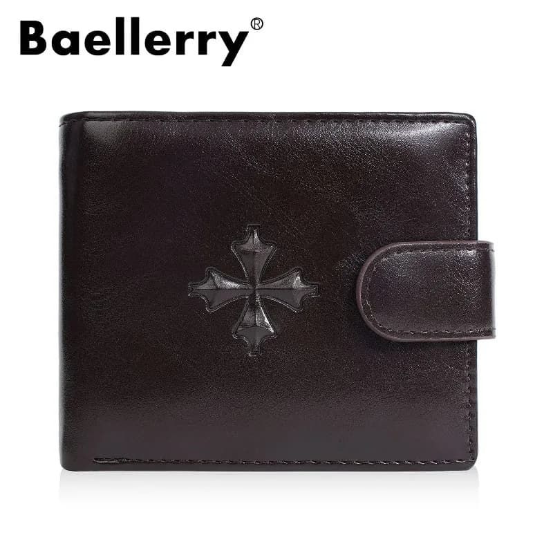 Baellerry Luxury Men's Short Wallet Vintage Logo Print Zipper Card Holder with Coin Pocket Male Purses