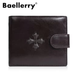 Baellerry Luxury Men's Short Wallet Vintage Logo Print Zipper Card Holder with Coin Pocket Male Purses
