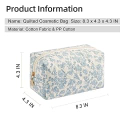 Storage Organizer Floral Puffy Quilted Makeup Bag Flower Printed Cosmetic Pouch Large Travel Cosmetic Bag Make up Aesthetic