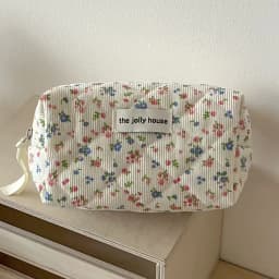 Storage Organizer Floral Puffy Quilted Makeup Bag Flower Printed Cosmetic Pouch Large Travel Cosmetic Bag Make up Aesthetic