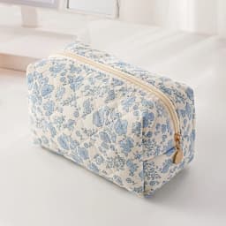 Storage Organizer Floral Puffy Quilted Makeup Bag Flower Printed Cosmetic Pouch Large Travel Cosmetic Bag Make up Aesthetic