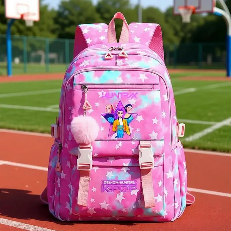 KPop Demon Hunters Print Student Backpack Large Capacity Schoolbag Teenagers Student Backpack Women's Travel Laptop Bagpack