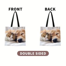 Custom Photo Tote Bag Personalized Reusable Grocery Shopping Shoulder Bag with Foldable Design Polyester Storage Pouch