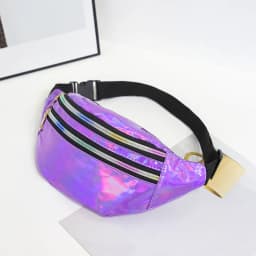 Holographic Fanny Pack,Hologram PU Waist Pack Waterproof Shiny Waist Bag,Laser Waist Bum Bag Adjustable Belt,Sport Waistbag