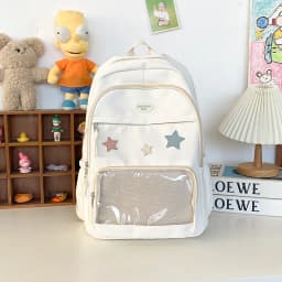 Japanese Y2k Aesthetic Star Transparent Backpack Women Students Casual Kawaii Star Schoolbag Girl High-capacity Preppy Backpacks