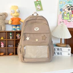 Japanese Y2k Aesthetic Star Transparent Backpack Women Students Casual Kawaii Star Schoolbag Girl High-capacity Preppy Backpacks