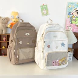 Japanese Y2k Aesthetic Star Transparent Backpack Women Students Casual Kawaii Star Schoolbag Girl High-capacity Preppy Backpacks