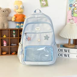 Japanese Y2k Aesthetic Star Transparent Backpack Women Students Casual Kawaii Star Schoolbag Girl High-capacity Preppy Backpacks