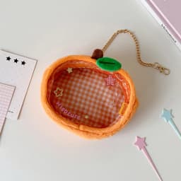 Cute Cartoon Plush Orange Strawberry Doll Storage Bag For Women Accessories Decor Pendant Figure Display Bag Girl Birthday Gifts
