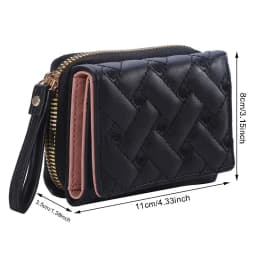 Women Wallet For PU Leather Fashion Embroidered Love Tri-fold Small Wallet Card Holder Multi-card Slot Coin Purses Interior Pink