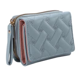 Women Wallet For PU Leather Fashion Embroidered Love Tri-fold Small Wallet Card Holder Multi-card Slot Coin Purses Interior Pink