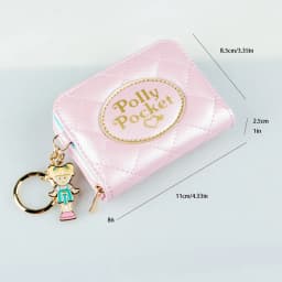 Pink Stitched Cute Zipper Wallet High-Quality Fashion Individual Card Holder with Zero Money Window for ID Cards