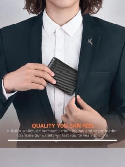 1-Pack | Carbon Fiber Ultra-Thin Men's Wallet RFID Shielding + 11 Card Slots + Transparent Window