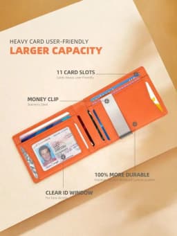 1-Pack | Carbon Fiber Ultra-Thin Men's Wallet RFID Shielding + 11 Card Slots + Transparent Window