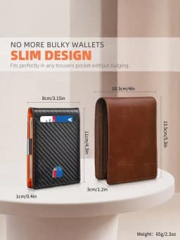 1-Pack | Carbon Fiber Ultra-Thin Men's Wallet RFID Shielding + 11 Card Slots + Transparent Window