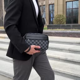 Top-quality PU Leather Men Waist Packs Business Crossbody Bags for Male Fashion Travel Storage Phone Shoulder Bags Clutch Bag