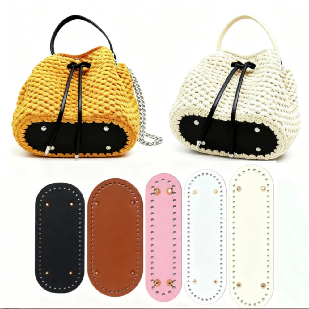 Handmade Oval Bottom for Knitted Bag PU Leather Pad Handcraft Bag Base With Holes DIY Crochet Bag Bottom Accessories