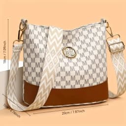 Elegant Women's Crossbody Bag with "M" Badge, Multi-Pocket Design, Adjustable Shoulder Strap, Perfect Gift for Women