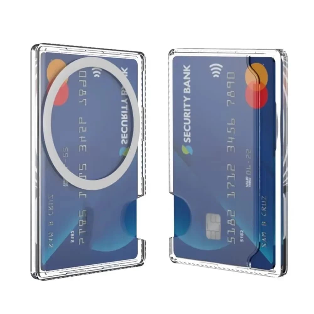 Magnetic Clear Card Holder Wallet Plastic Strong Adsorption Case Portable Card Slots Cover for Apple Phone Android for Men Women