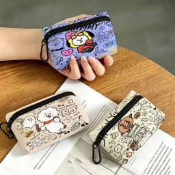 Cute BT21 Daily Carry Oxford Fabric Small Coin Purse Multi-use Storage Pouch For Keys Cards Coins