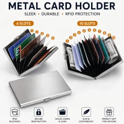 RFID Credit Card Holder, Metal Credit Card Wallet with 6 or 10 Slots Blocking Protector for Men and Women's Safety Purse