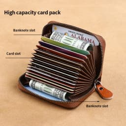 Men's Genuine Leather Large Capacity Multi-Slot Card Holder with Driver’s License Case, New Gradient Color Design, RFID Blocking