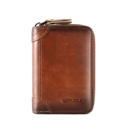 Men's Genuine Leather Large Capacity Multi-Slot Card Holder with Driver’s License Case, New Gradient Color Design, RFID Blocking