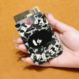 Luxurious B-bapeS Logo Men Leather Card Case, Minimalist Mini Credit/Bus ID Card Holder, Small Compact for Office Business