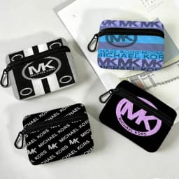 M-Michaels-Fashion-Kors Portable Oxford Fabric Mini Wallet Carabiner Design Small Coin Bag For Cards Keys Earphones