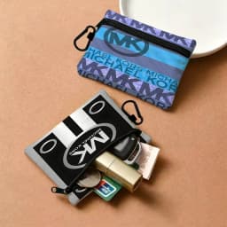 M-Michaels-Fashion-Kors Portable Oxford Fabric Mini Wallet Carabiner Design Small Coin Bag For Cards Keys Earphones