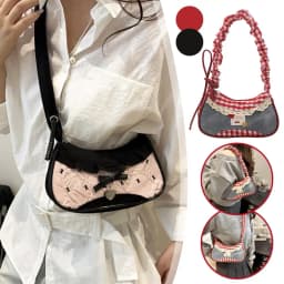 Fashion Grid Mini Handbags Adjustable Shoulder Strap Korean Hand-held Commuting Bag Single-shoulder Crossbody Bag Underarm Pouch