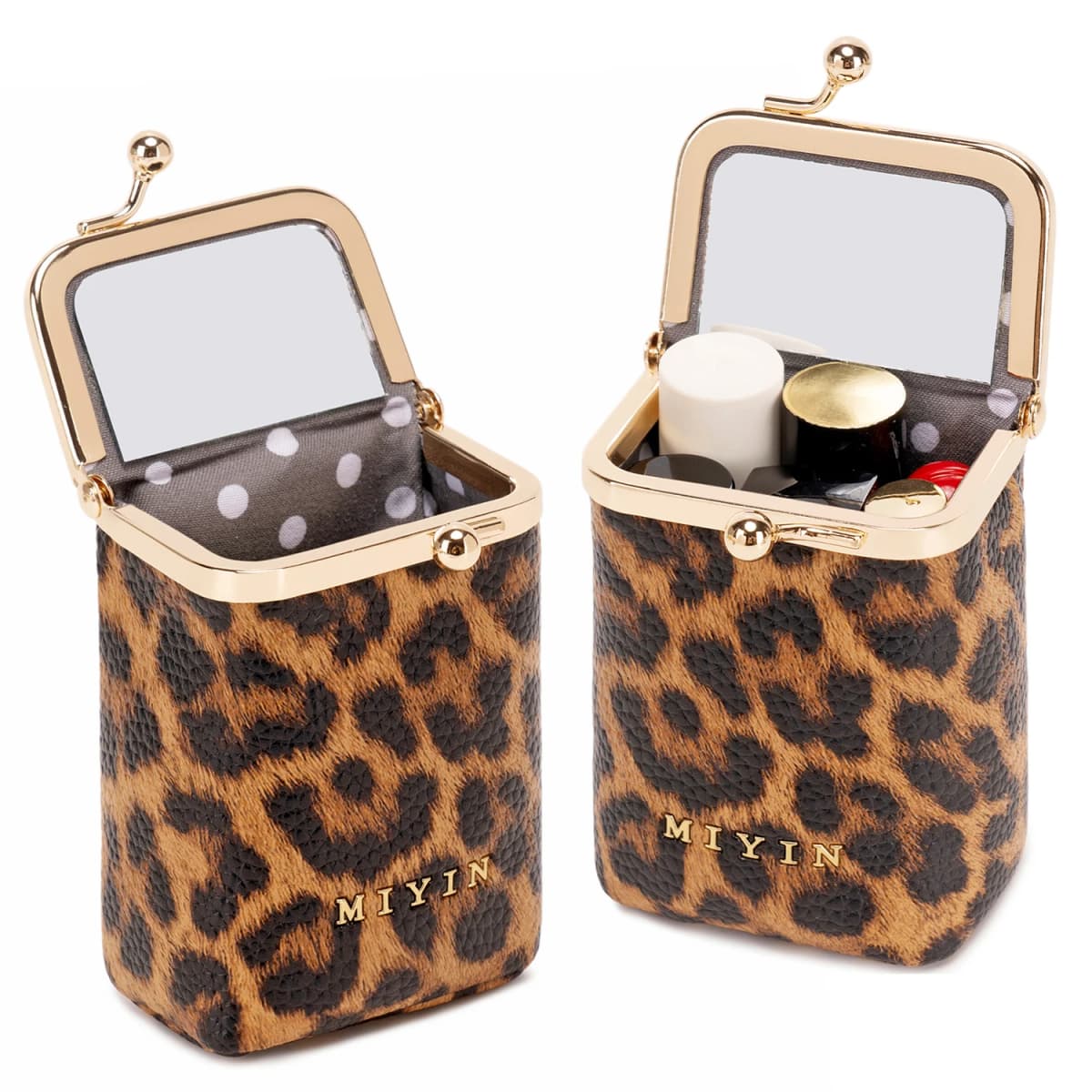 Leopard Print Lipstick Storage Bag Mini Portable Microfiber Leather Women's Makeup Bag Simple Jewelry Earphone Coin Purse with M