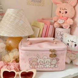 Square Shape Large Capacity Handbag Fashion PU PU Leather Makeup Bag Portable Handheld Toiletries Bag