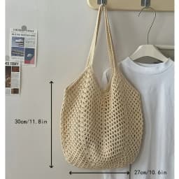 Women's Casual Large-Capacity Woven Bag - Open-Style Beach Tote Bag with Adjustable Shoulder Strap, Breathable Fabric Suitable for Vacation, Shopping, and Daily Use, Beach Bag