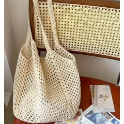 Women's Casual Large-Capacity Woven Bag - Open-Style Beach Tote Bag with Adjustable Shoulder Strap, Breathable Fabric Suitable for Vacation, Shopping, and Daily Use, Beach Bag