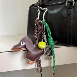 Leather Dachshund Bag Pendant Creative Keychain Lanyard bag Accessory Key Pendant Car Keyring Charm Gift