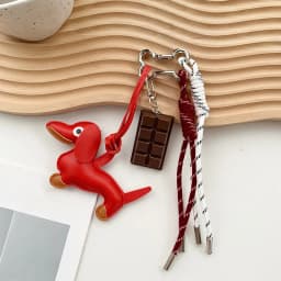 Leather Dachshund Bag Pendant Creative Keychain Lanyard bag Accessory Key Pendant Car Keyring Charm Gift