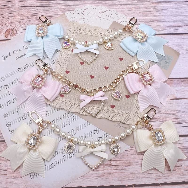 Lolita Bag Accessories Japanese Style 2000S Bag Accessories Bow Bag Chain Pearl Heart DIY Bag Accessories Bag Pendant