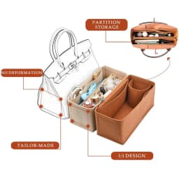 New Multi-Pocket Bag Organizer for Birkin25/30/35 Inner Bag Storage Bag Felt Handbag Insert Bag Liner Bag